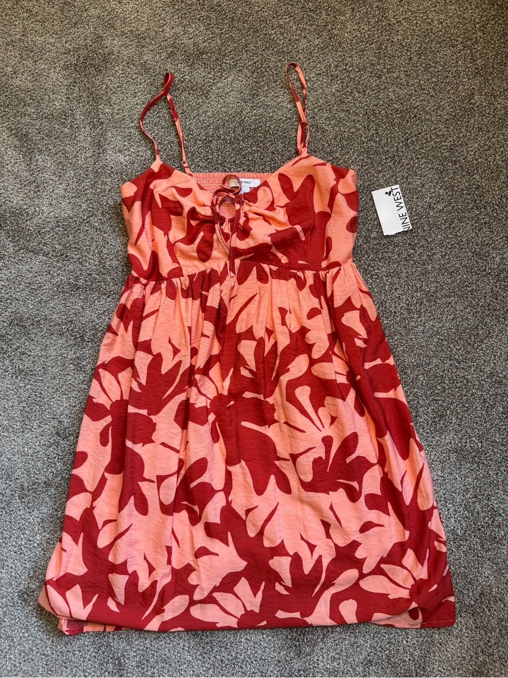 Nine West Pink & Red Floral Spaghetti-Strap Women’s Dress